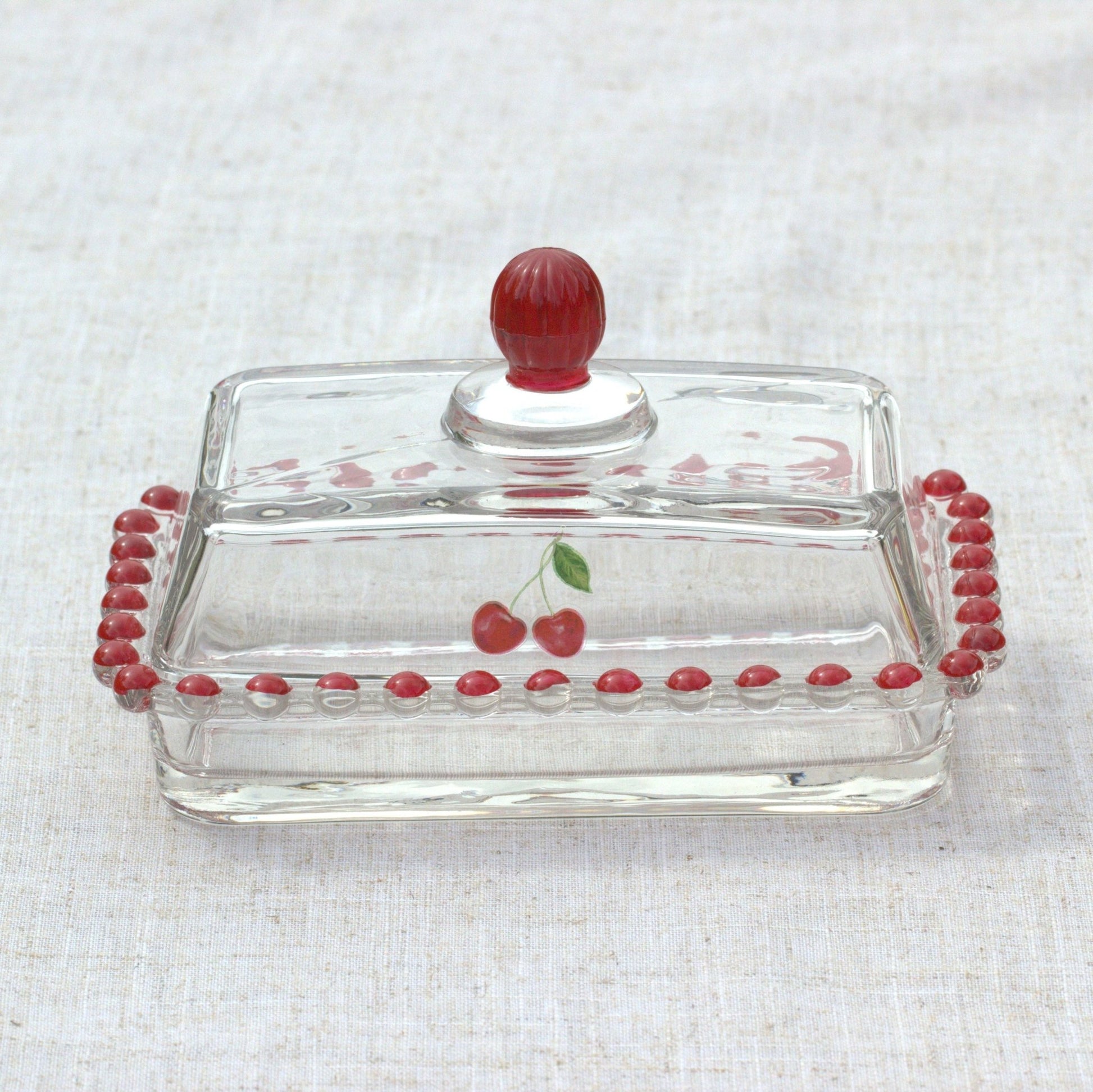 Hand Painted Glass Butter Dish - MYLEE London