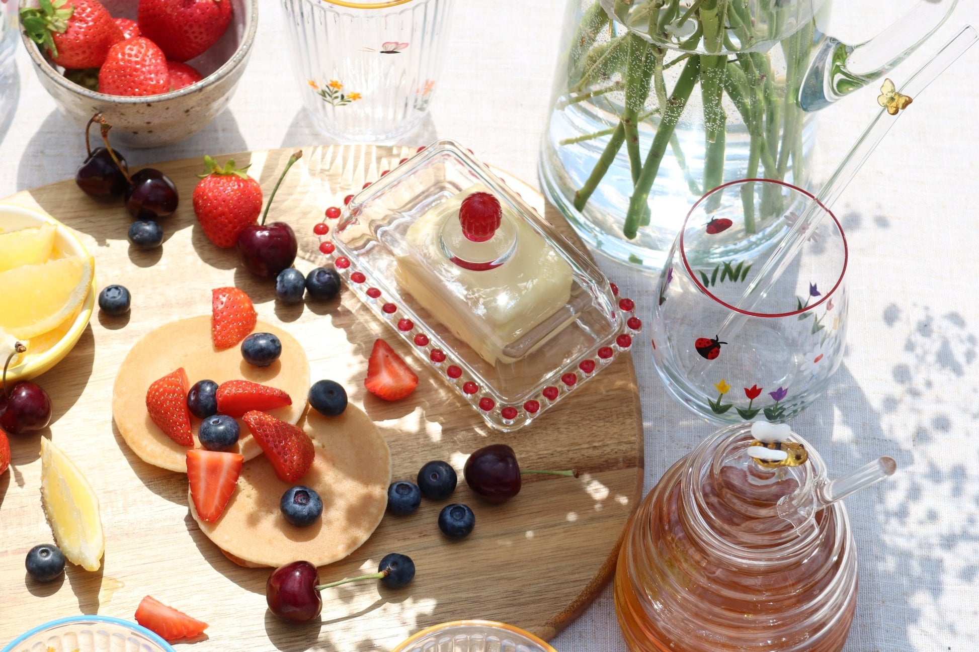 Hand Painted Glass Butter Dish - MYLEE London