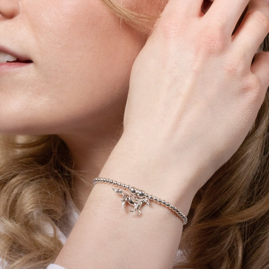 Horse Silver Ball Bead Bracelet - Personalised - MYLEE London