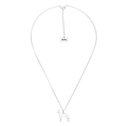 Ibizan Hound Silhouette Silver Necklace - Personalised - MYLEE London