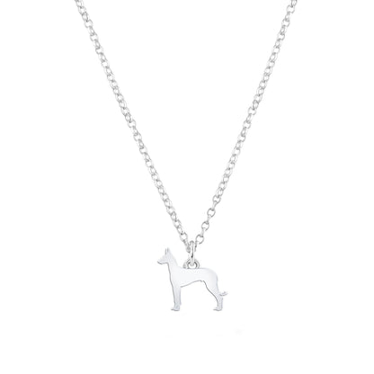 Ibizan Hound Silhouette Silver Necklace - Personalised - MYLEE London