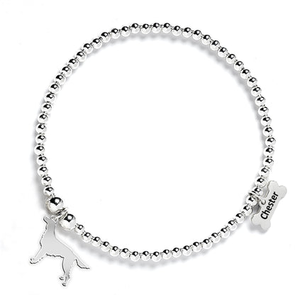 Irish Setter Silhouette Silver Ball Bead Bracelet - Personalised - MYLEE London