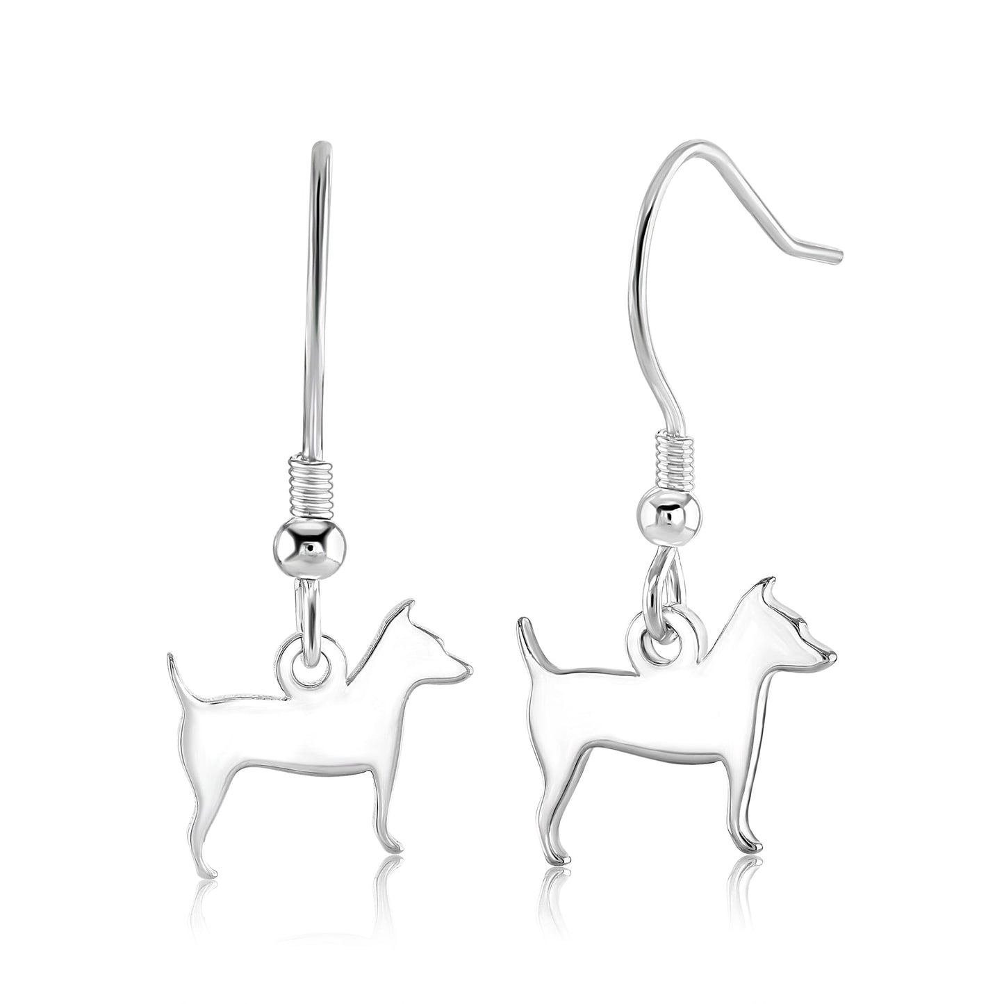 Jack Russell Silhouette Silver Earrings - MYLEE London