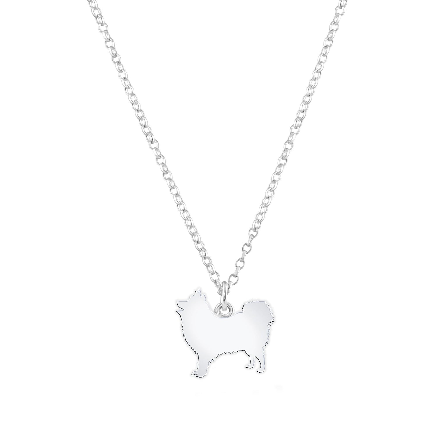 Japanese Spitz Silhouette Silver Necklace - Personalised - MYLEE London