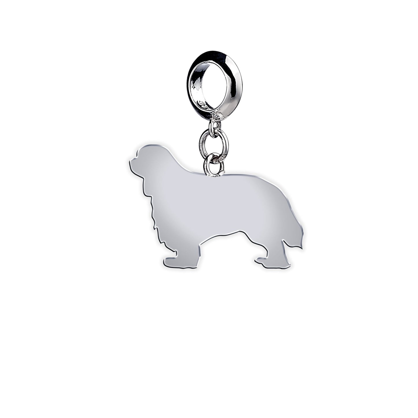 King Charles Spaniel Silhouette Silver Charm - MYLEE London