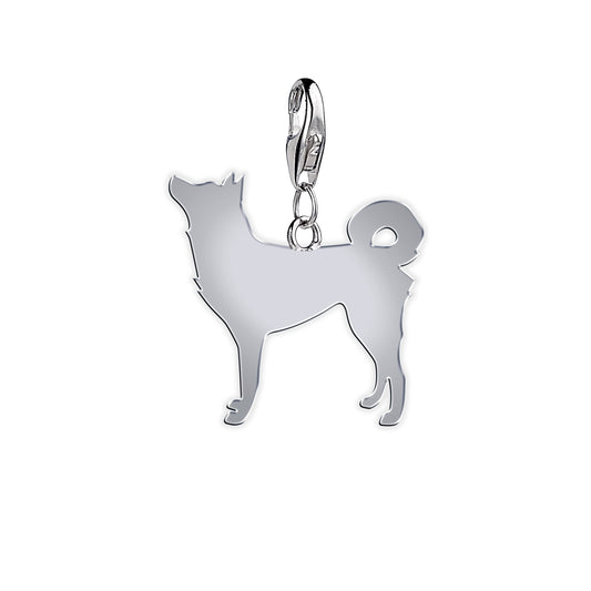 Korean Jindo Dog Silhouette Silver Charm - MYLEE London