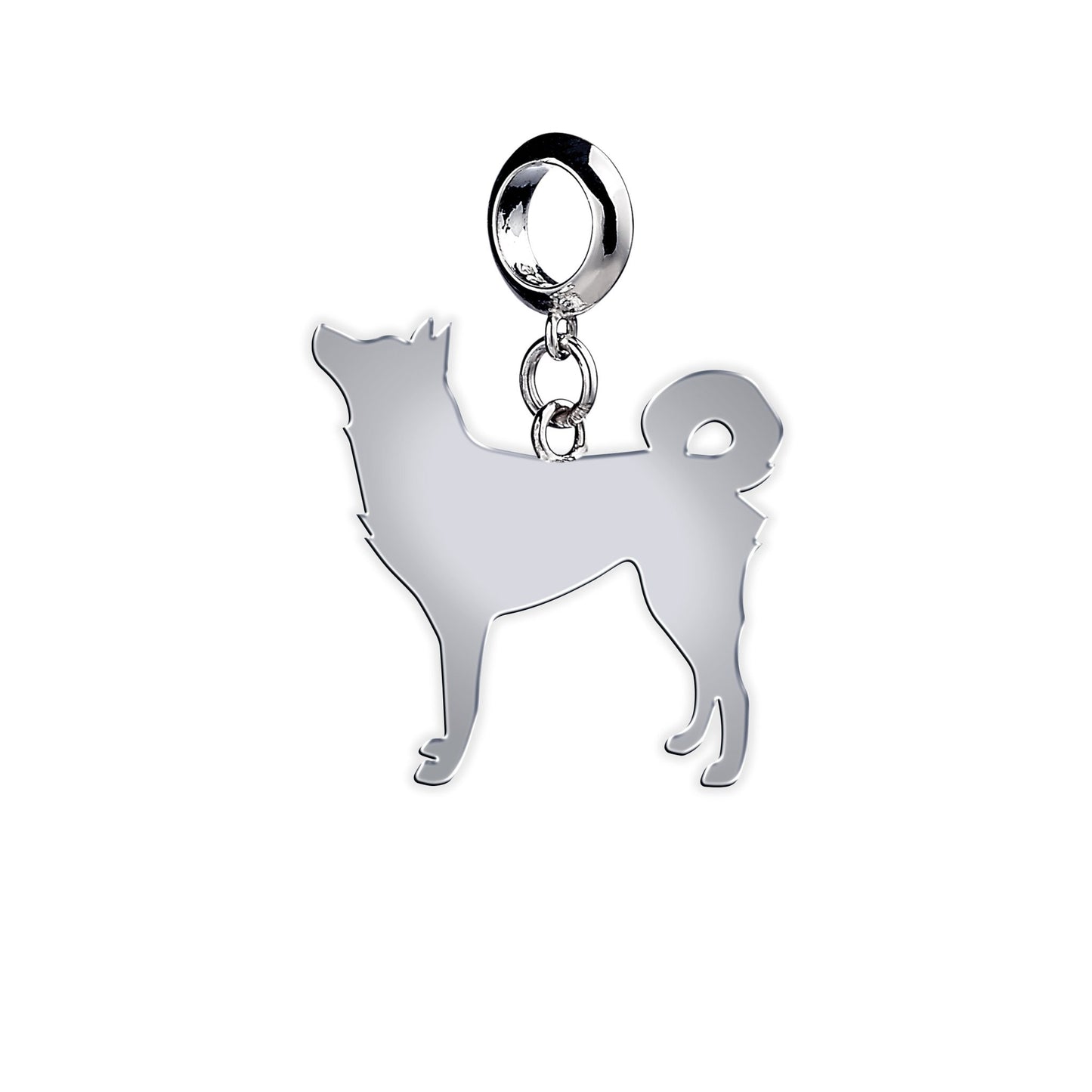 Korean Jindo Dog Silhouette Silver Charm - MYLEE London