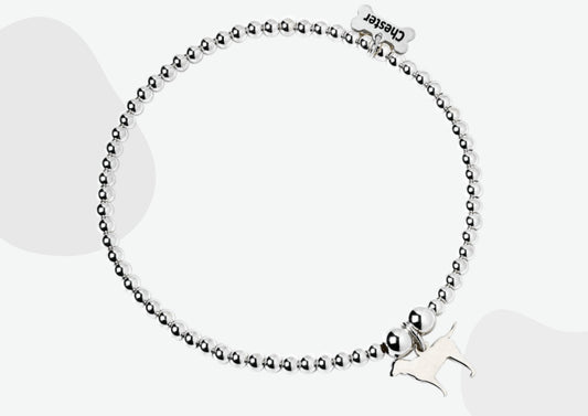 Labrador Silhouette Silver Ball Bead Bracelet - Personalised - MYLEE London