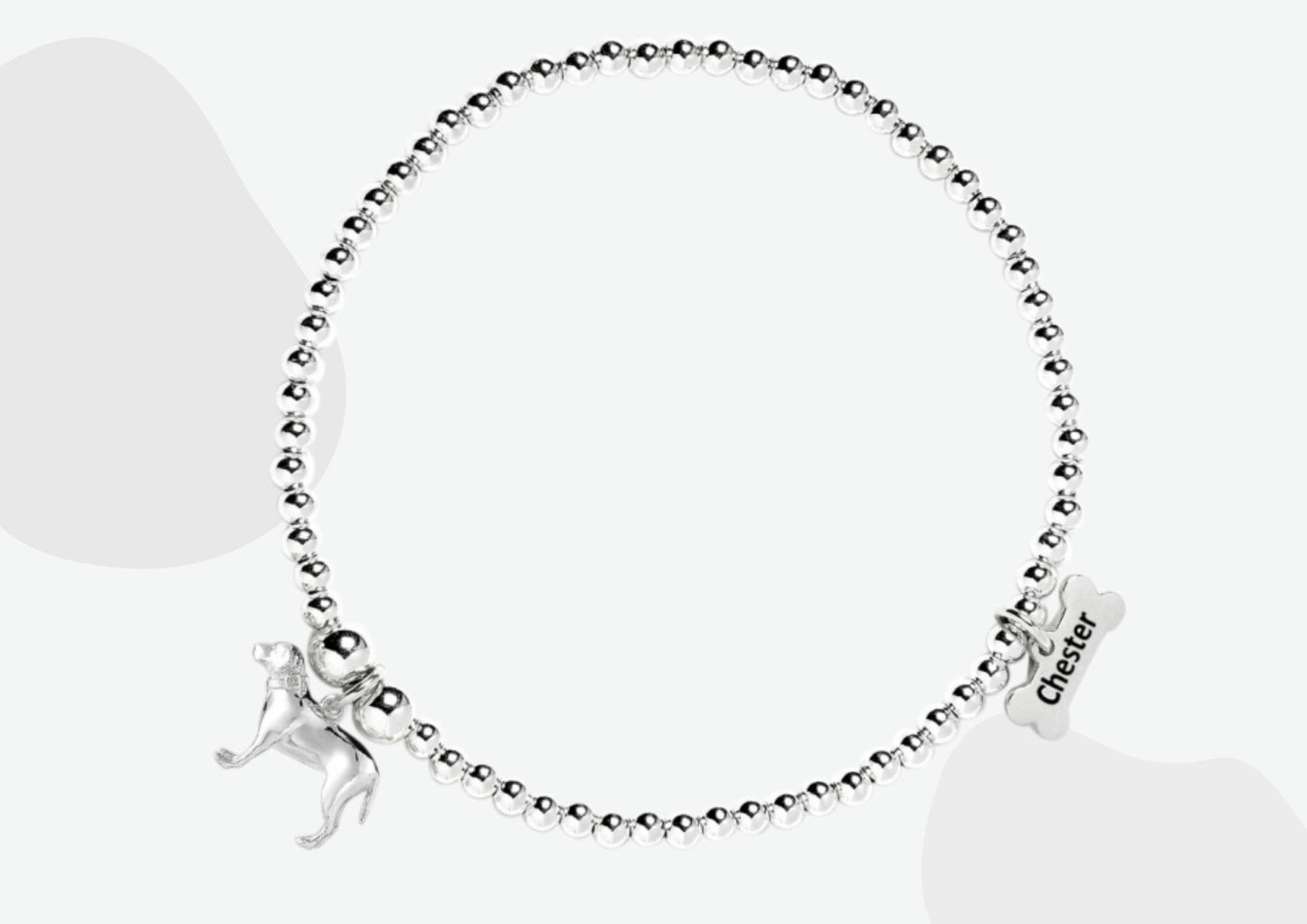 Labrador Silver Ball Bead Bracelet - Personalised - MYLEE London