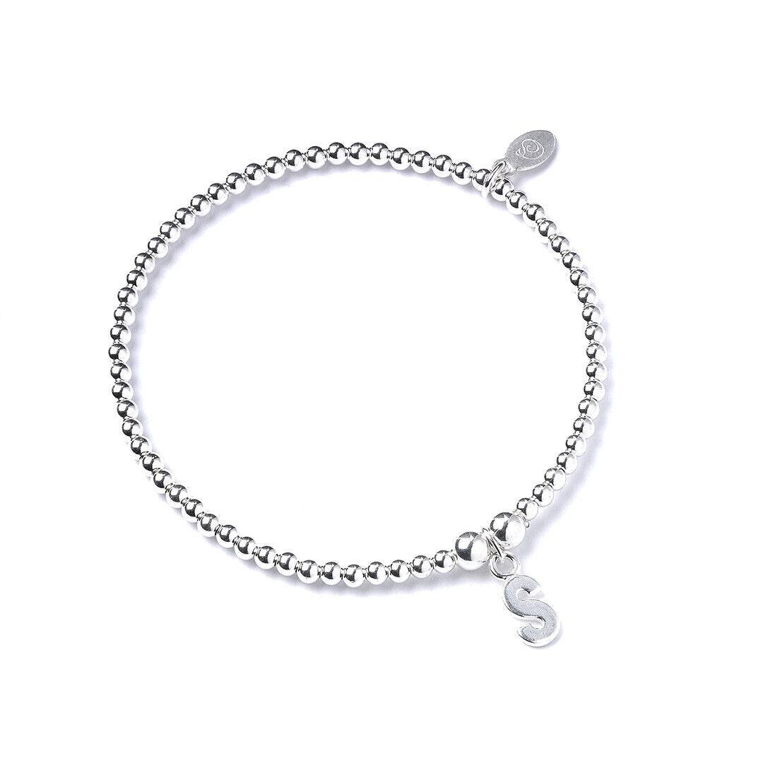 Letter Initial Sterling Silver Ball Bead Bracelet - MYLEE London