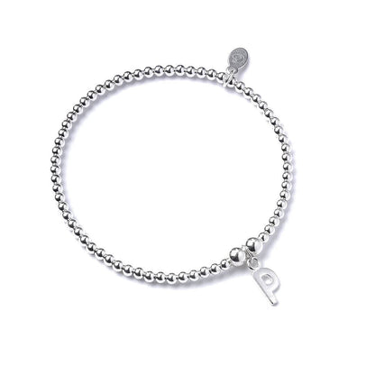 Letter Initial Sterling Silver Ball Bead Bracelet - MYLEE London