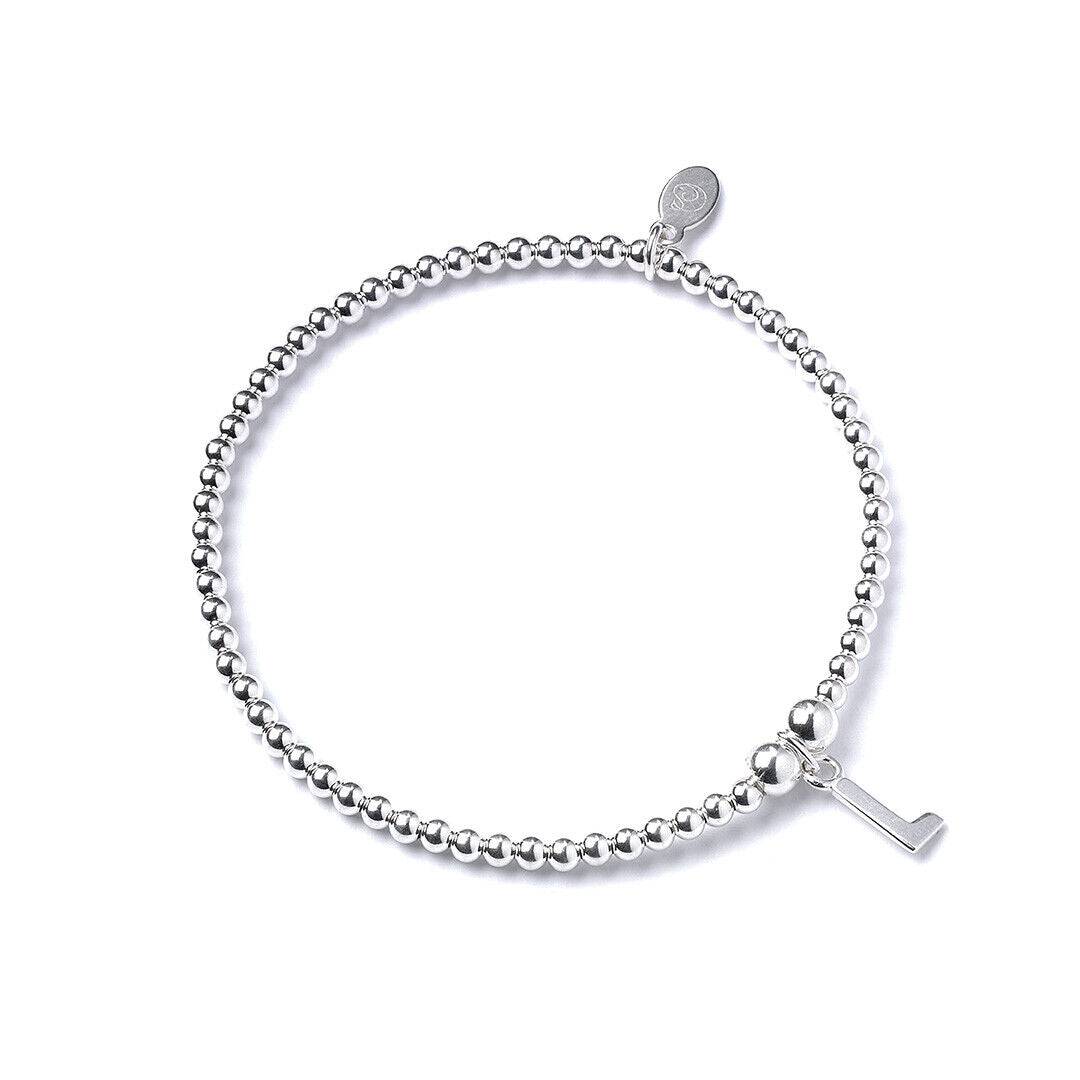 Letter Initial Sterling Silver Ball Bead Bracelet - MYLEE London