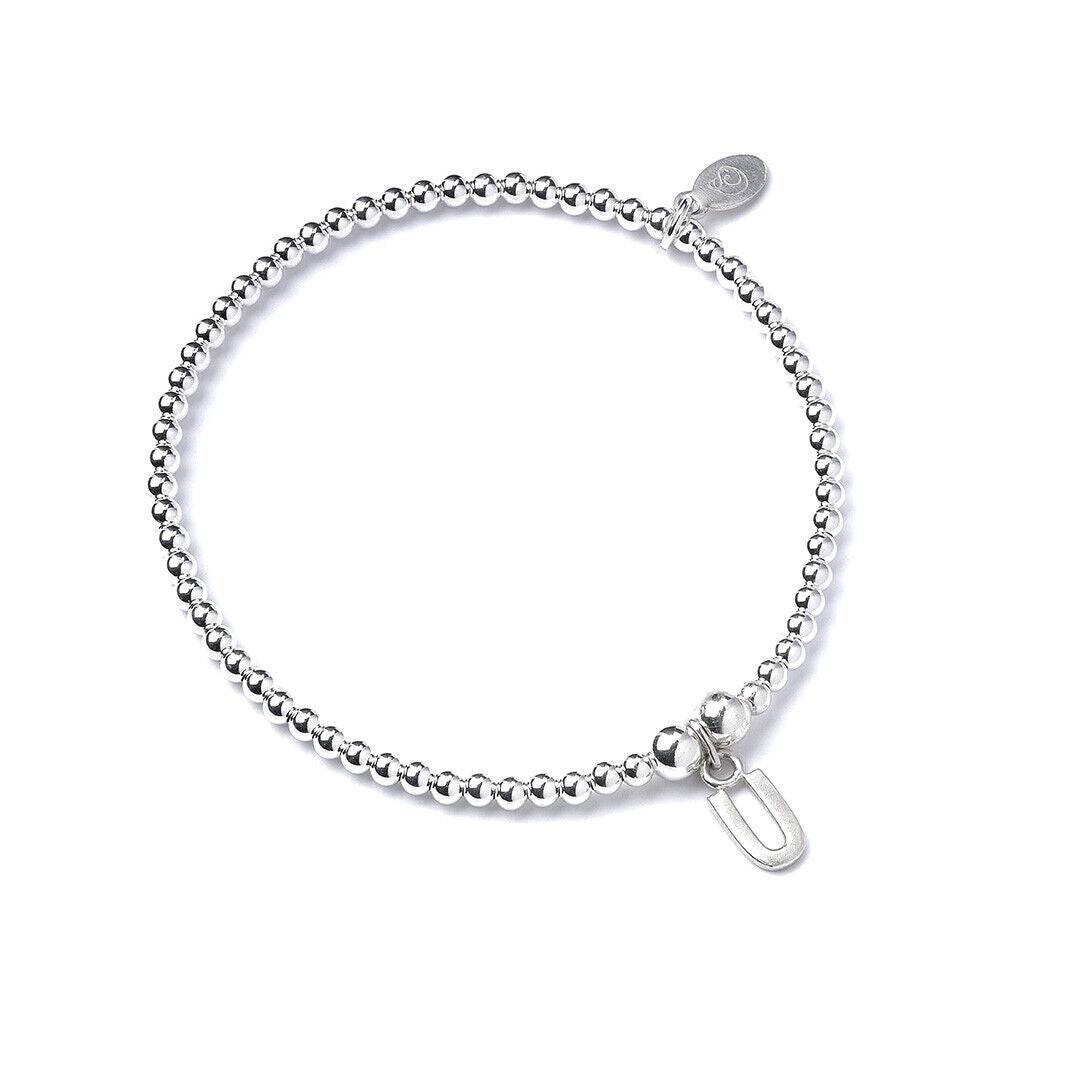 Letter Initial Sterling Silver Ball Bead Bracelet - MYLEE London