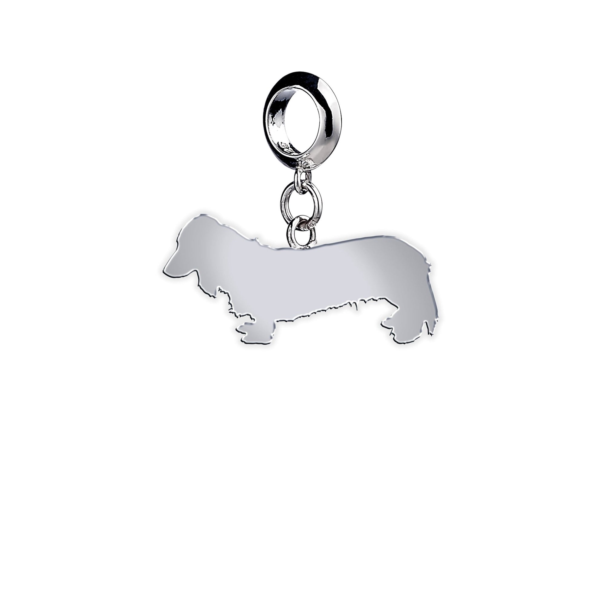 Long Haired Dachshund Silhouette Silver Charm - MYLEE London