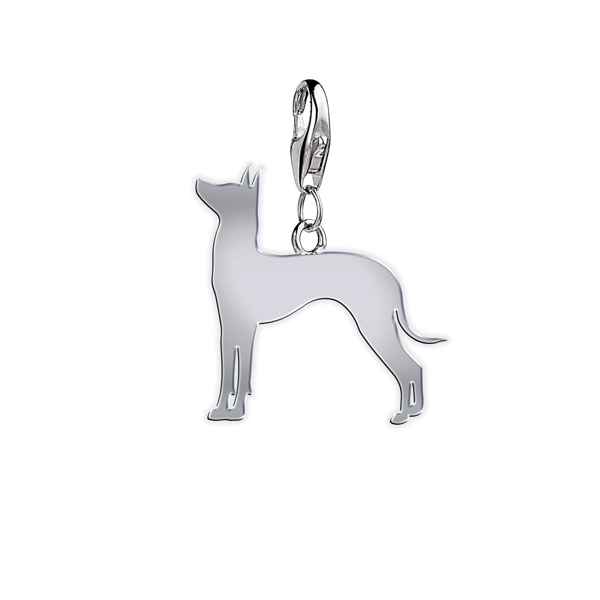 Mexican Hairless Dog Silhouette Silver Charm - MYLEE London