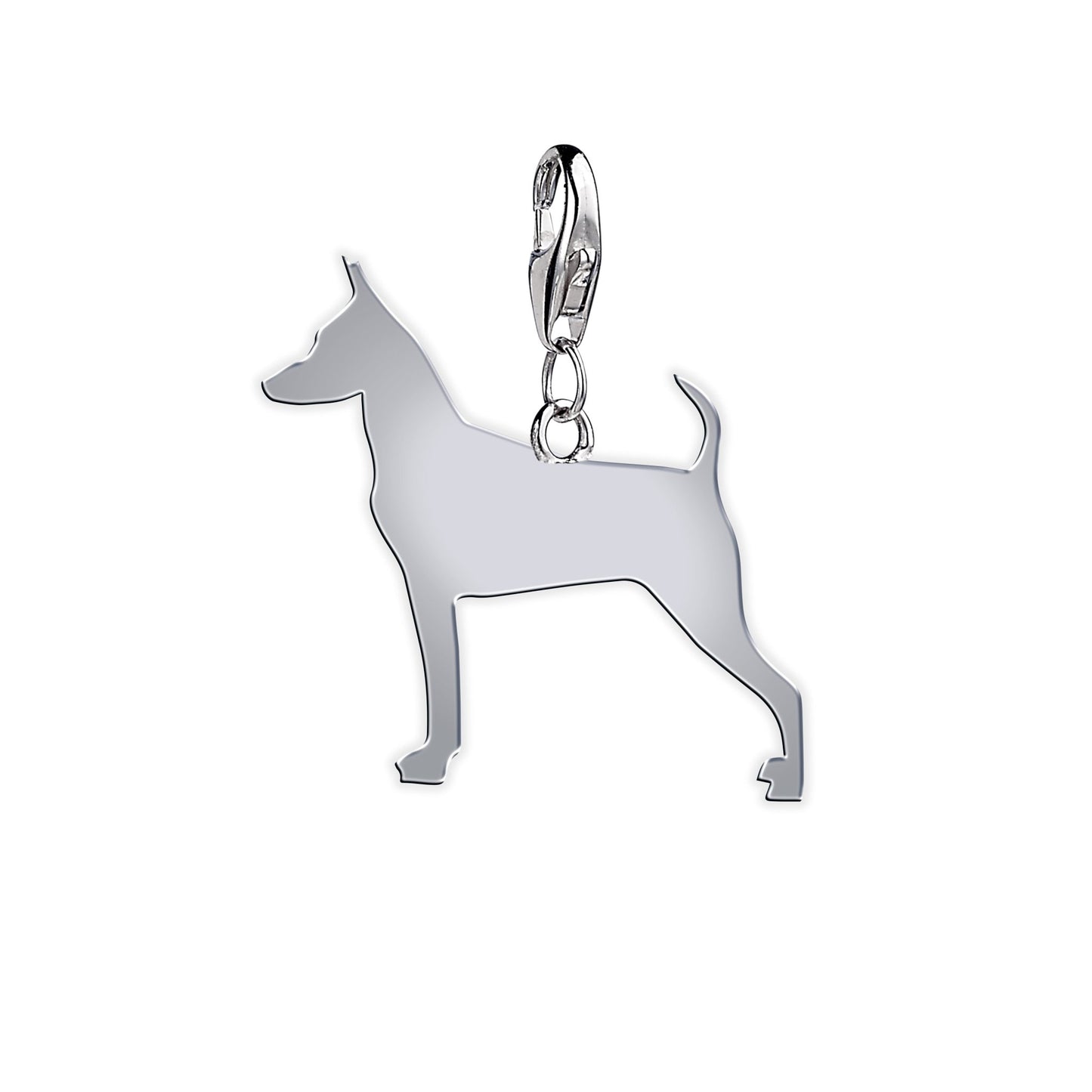 Miniature Pinscher Silhouette Silver Charm - MYLEE London