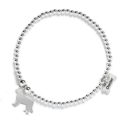 Newfoundland Silhouette Silver Ball Bead Bracelet - Personalised - MYLEE London