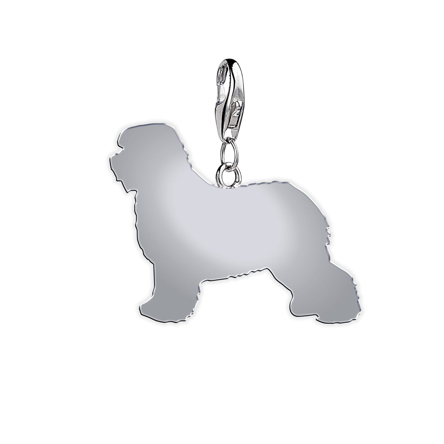 Old English Sheepdog Silhouette Silver Charm - MYLEE London