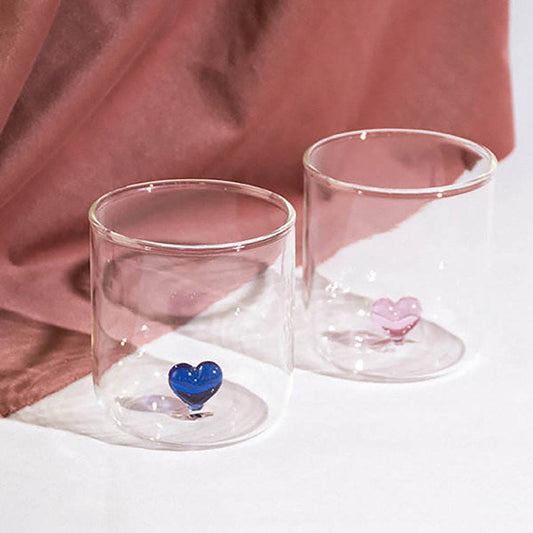 Drinking Glass With Mini 3D Heart - MYLEE London