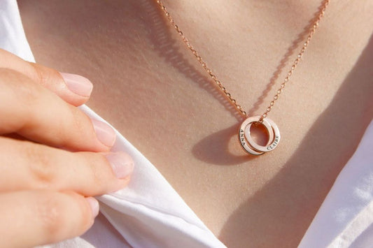 Mother's Day Rose Gold Personalised Ring Necklace