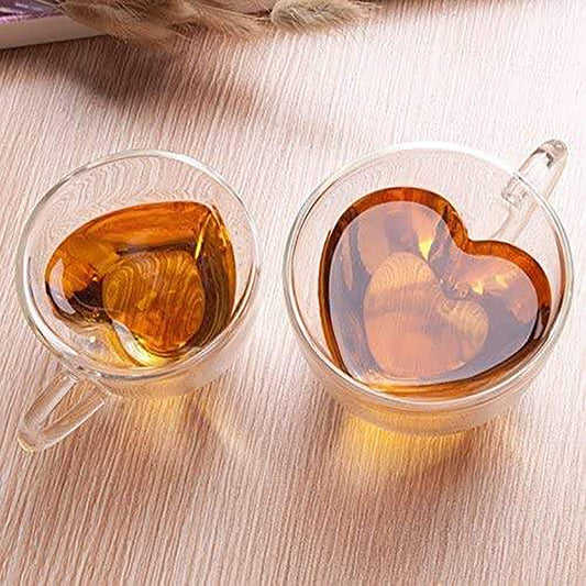 Heart Shaped Double Walled Coffee Glass