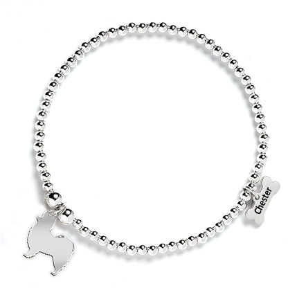 Papillon Silhouette Silver Ball Bead Bracelet - Personalised - MYLEE London