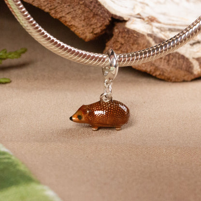 Hedgehog Charm - Enamelled Sterling Silver
