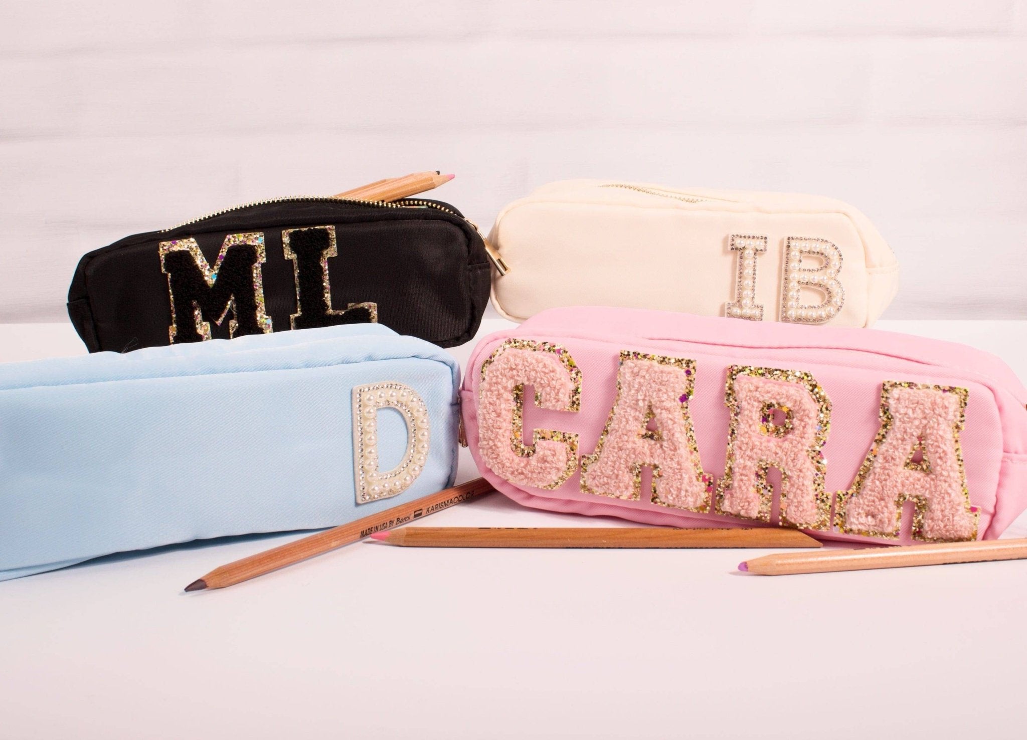 Personalised Pencil Case with Glitter or Pearl Letters MYLEE London