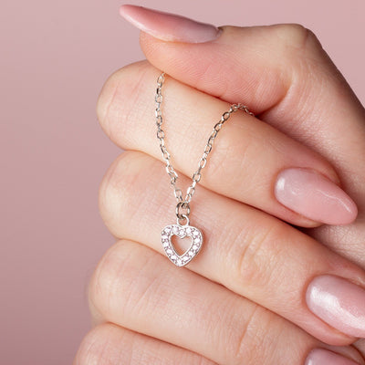 Pink Crystal Heart sterling silver jewellery