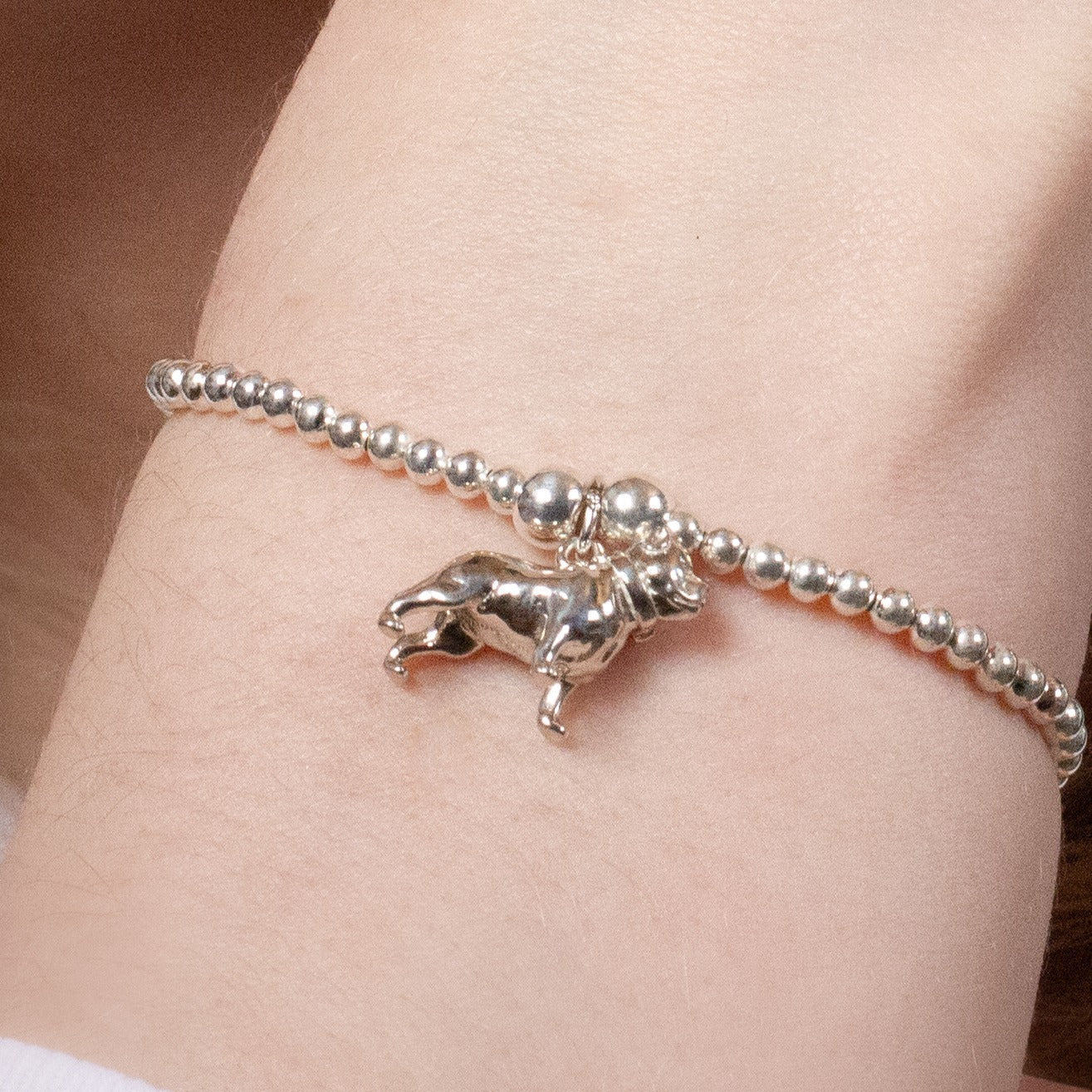 Pitbull Silver Ball Bead Bracelet - Personalised - MYLEE London