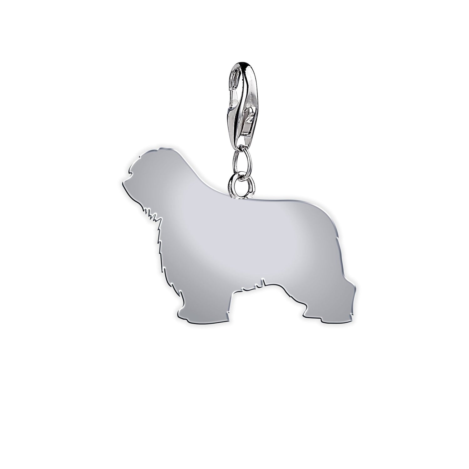 Polish Lowland Sheepdog Silhouette Silver Charm - MYLEE London