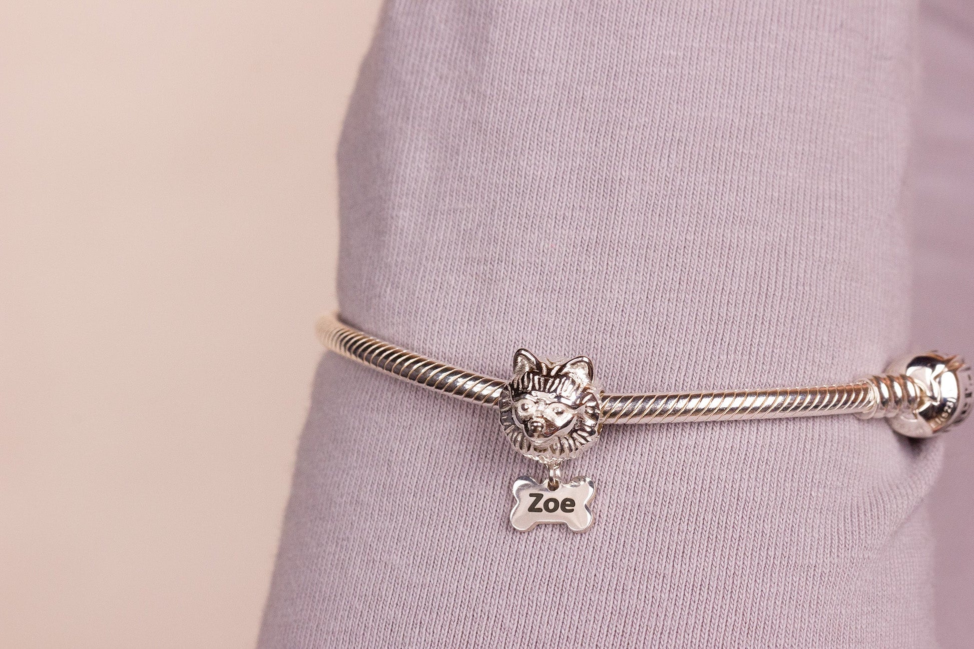 Pomeranian Head Silver Charm Bead - Personalised - MYLEE London