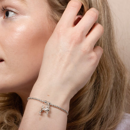 Poodle Silver Ball Bead Bracelet - Personalised - MYLEE London