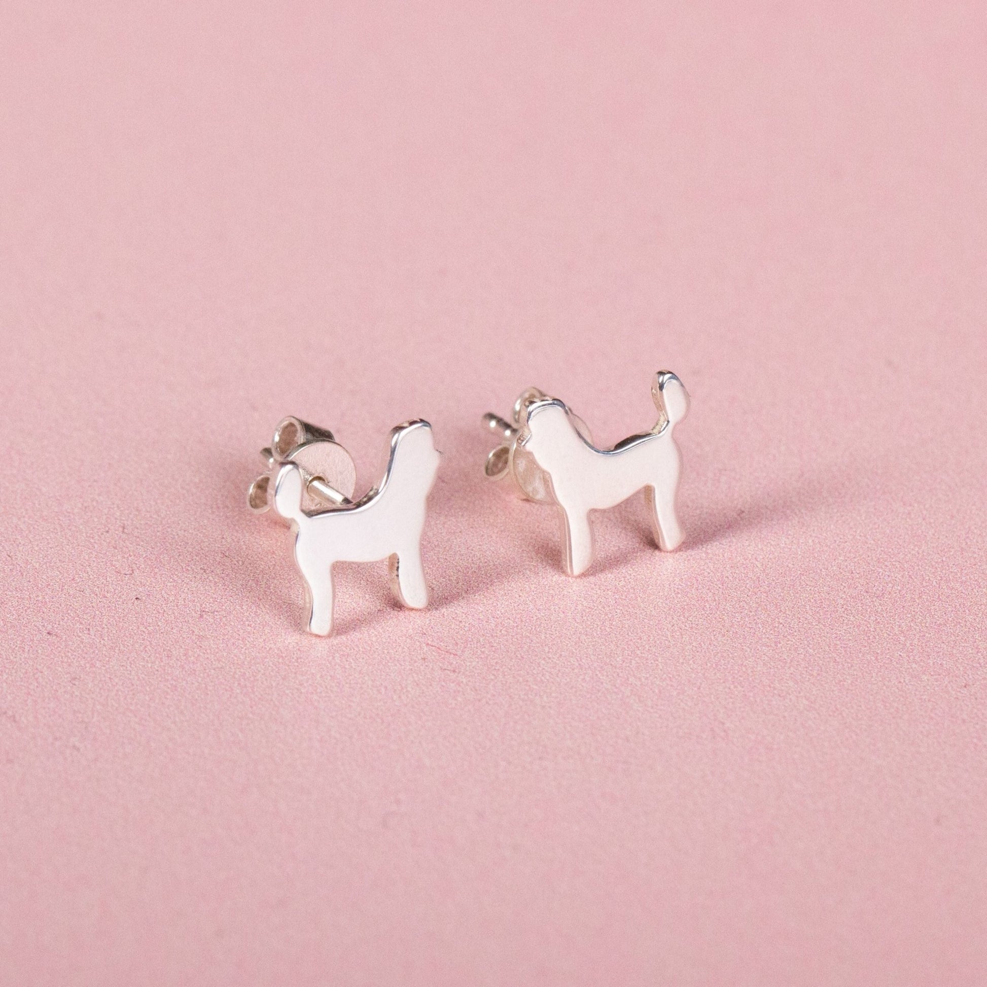 Poodle Silver Stud Earrings - MYLEE London