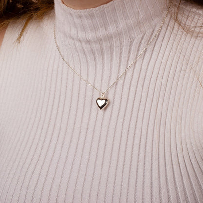 Puffy Heart Necklace - Sterling Silver - MYLEE London