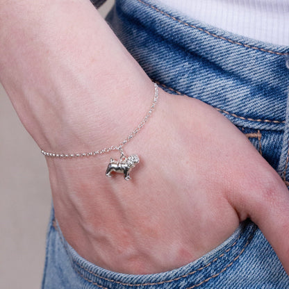 Pug Chain Bracelet - Personalised - Sterling Silver - MYLEE London
