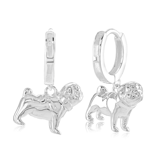 Pug Silver Earrings - MYLEE London