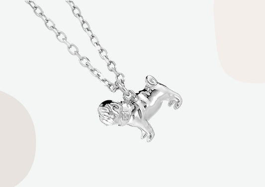 Pug Silver Necklace - Personalised - MYLEE London
