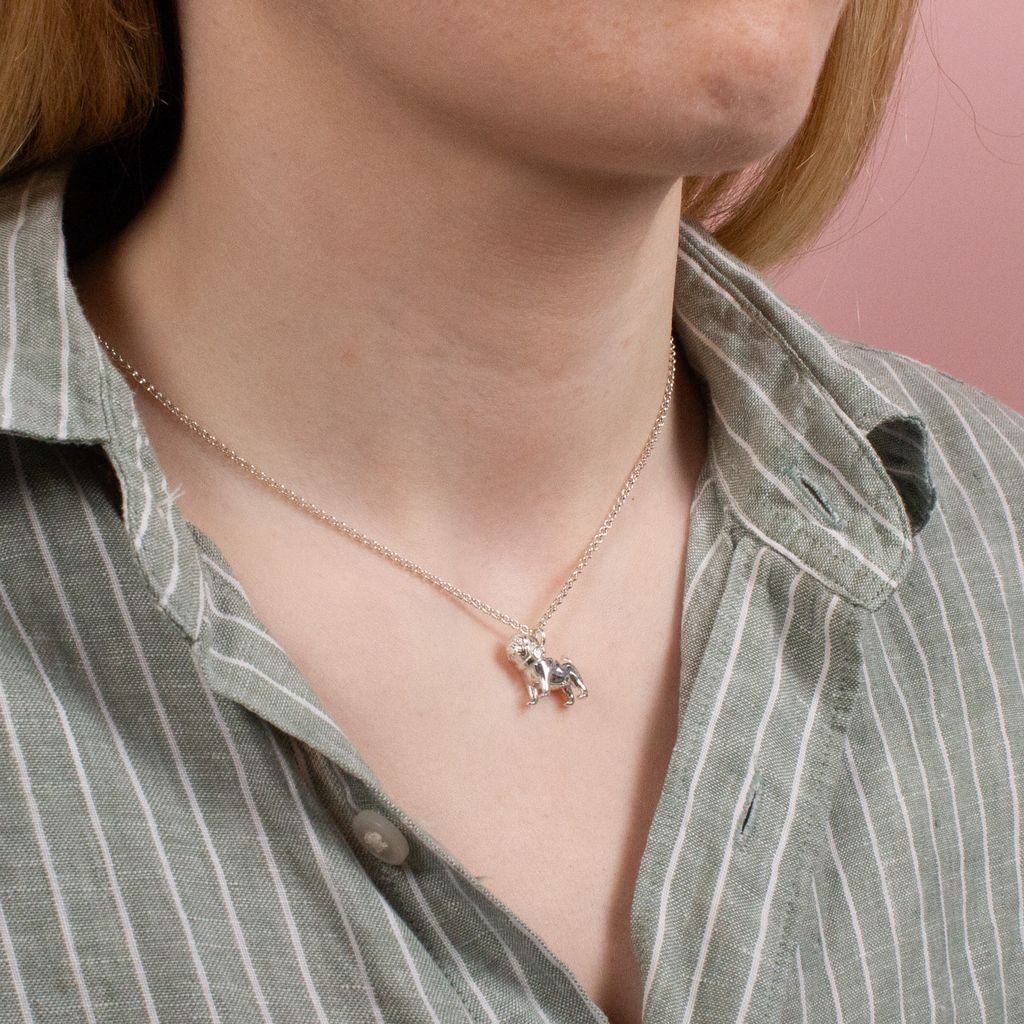 Pug Silver Necklace - Personalised - MYLEE London