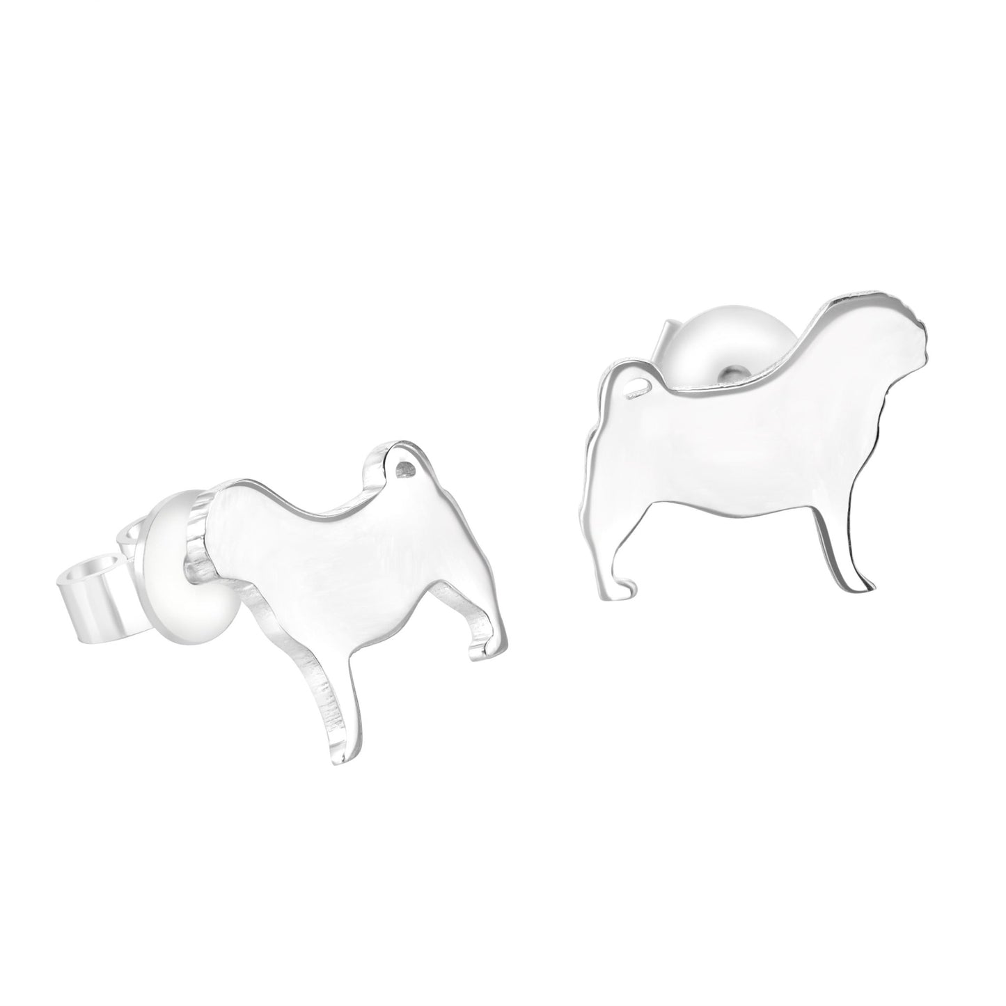 Pug Silver Stud Earrings - MYLEE London