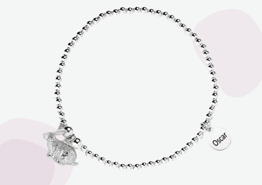Rabbit Silver Ball Bead Bracelet - Personalised - MYLEE London
