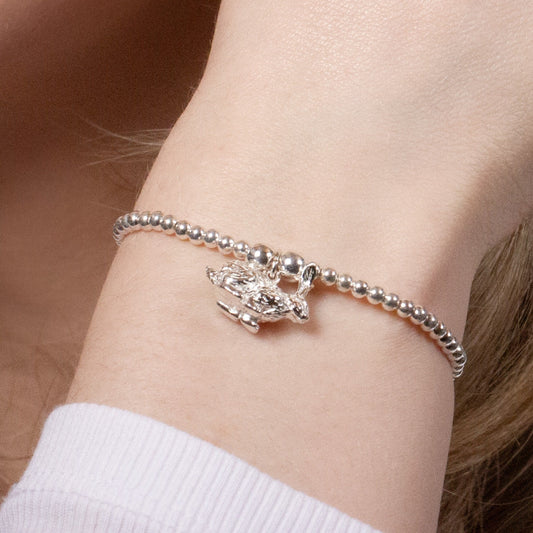 Rabbit Silver Ball Bead Bracelet - Personalised - MYLEE London