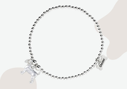 Schnauzer Silver Ball Bead Bracelet - Personalised - MYLEE London