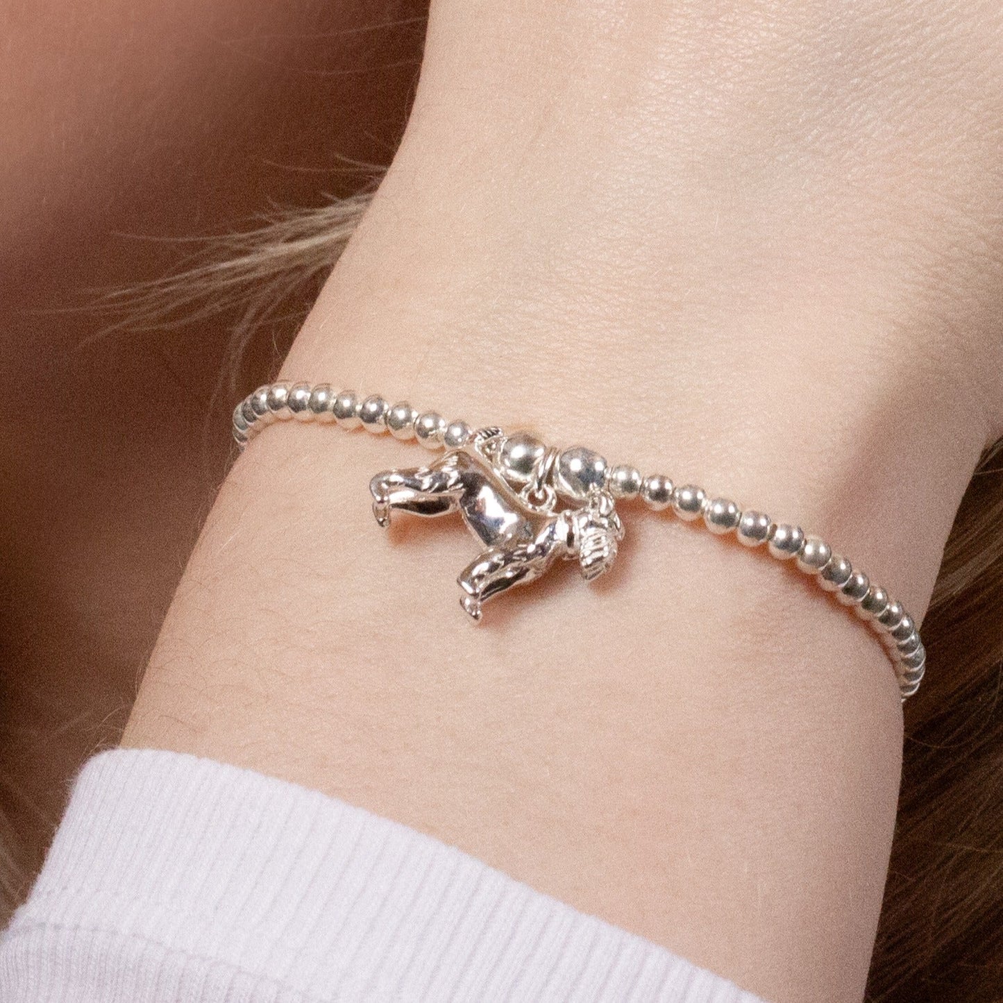 Schnauzer Silver Ball Bead Bracelet - Personalised - MYLEE London