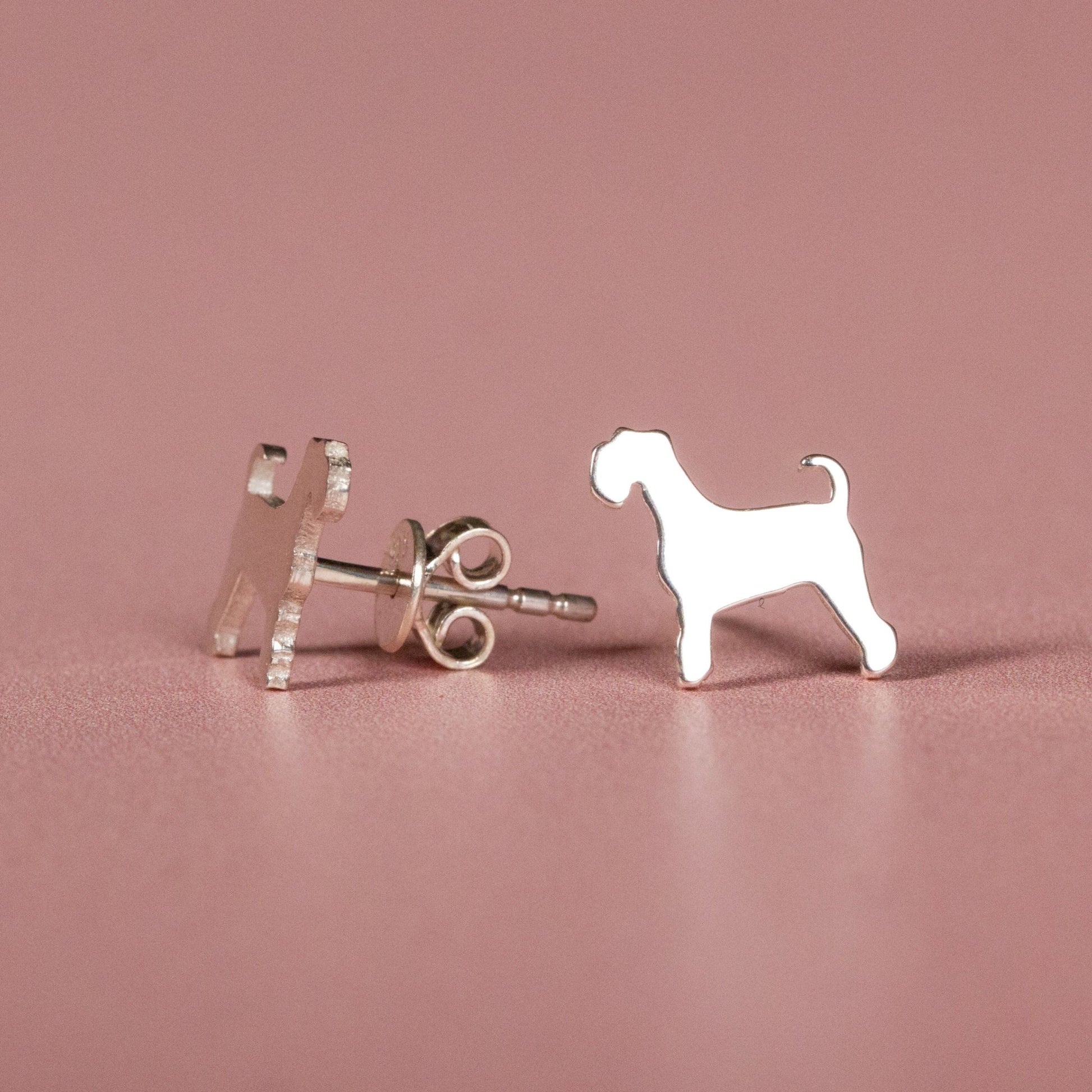 Schnauzer Silver Stud Earrings - MYLEE London