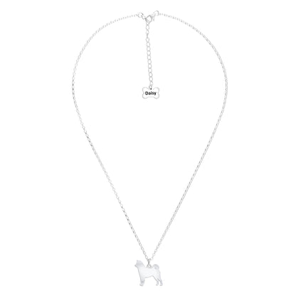 Shiba Inu Silhouette Silver Necklace - Personalised - MYLEE London