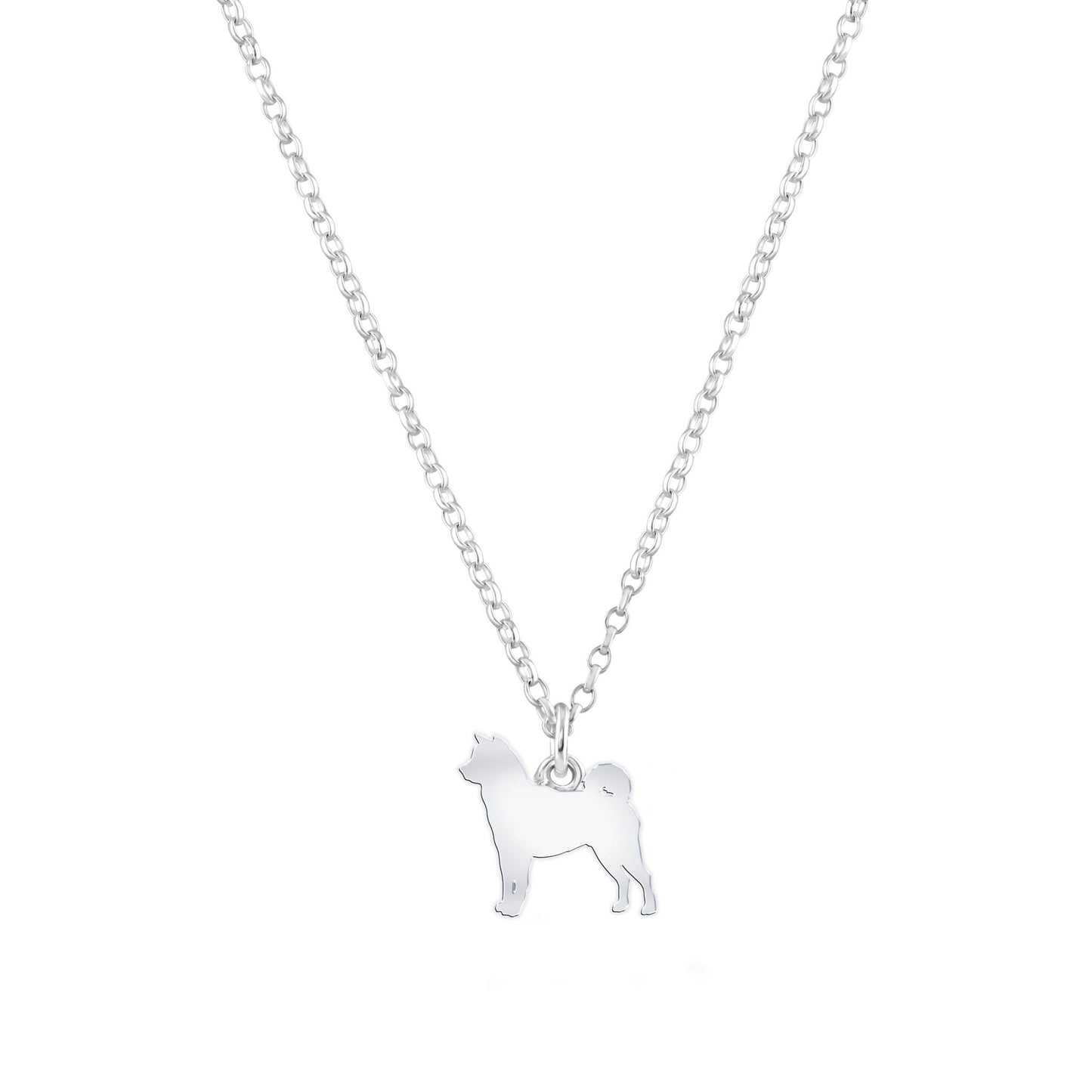 Shiba Inu Silhouette Silver Necklace - Personalised - MYLEE London