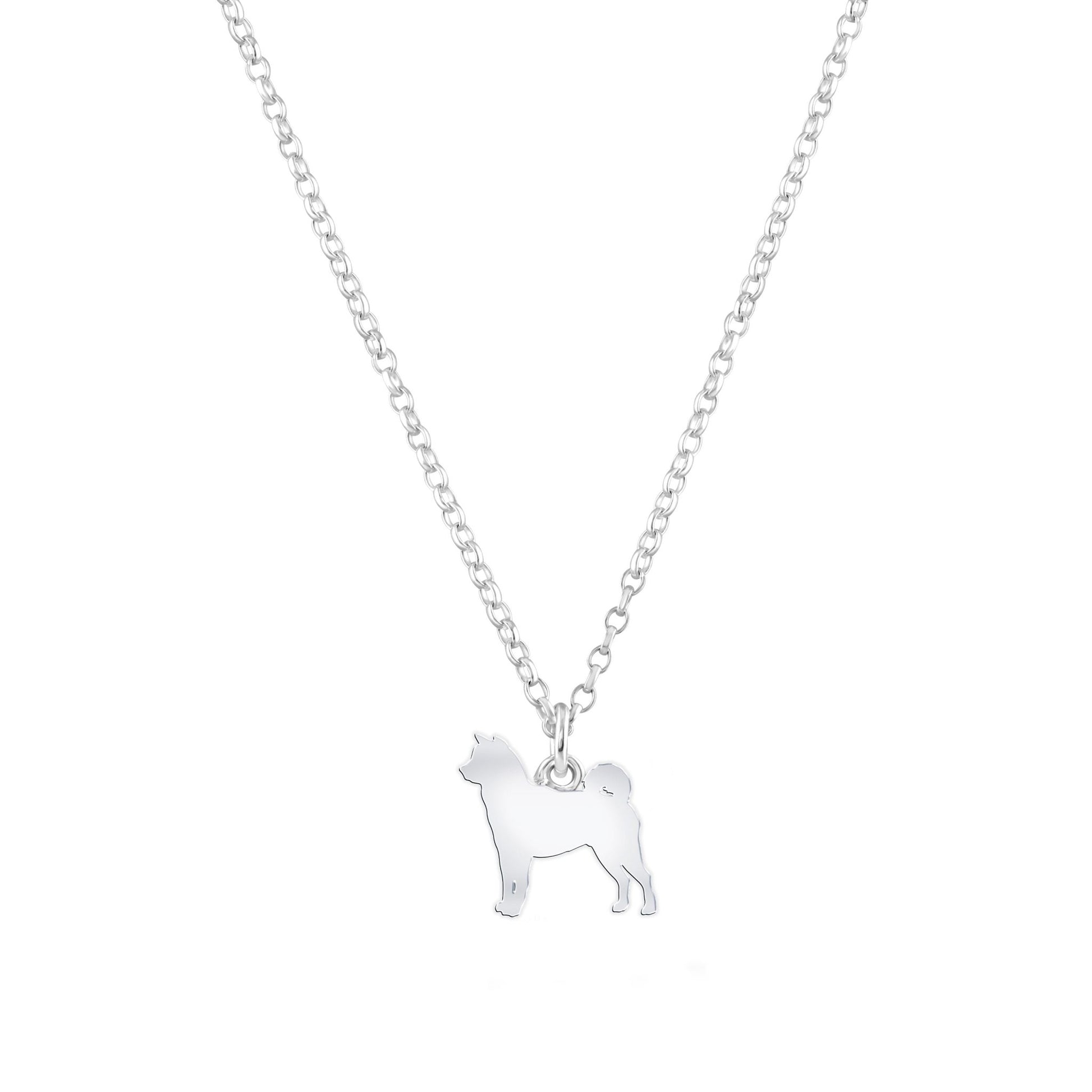 Shiba Inu Silhouette Silver Necklace - Personalised - MYLEE London