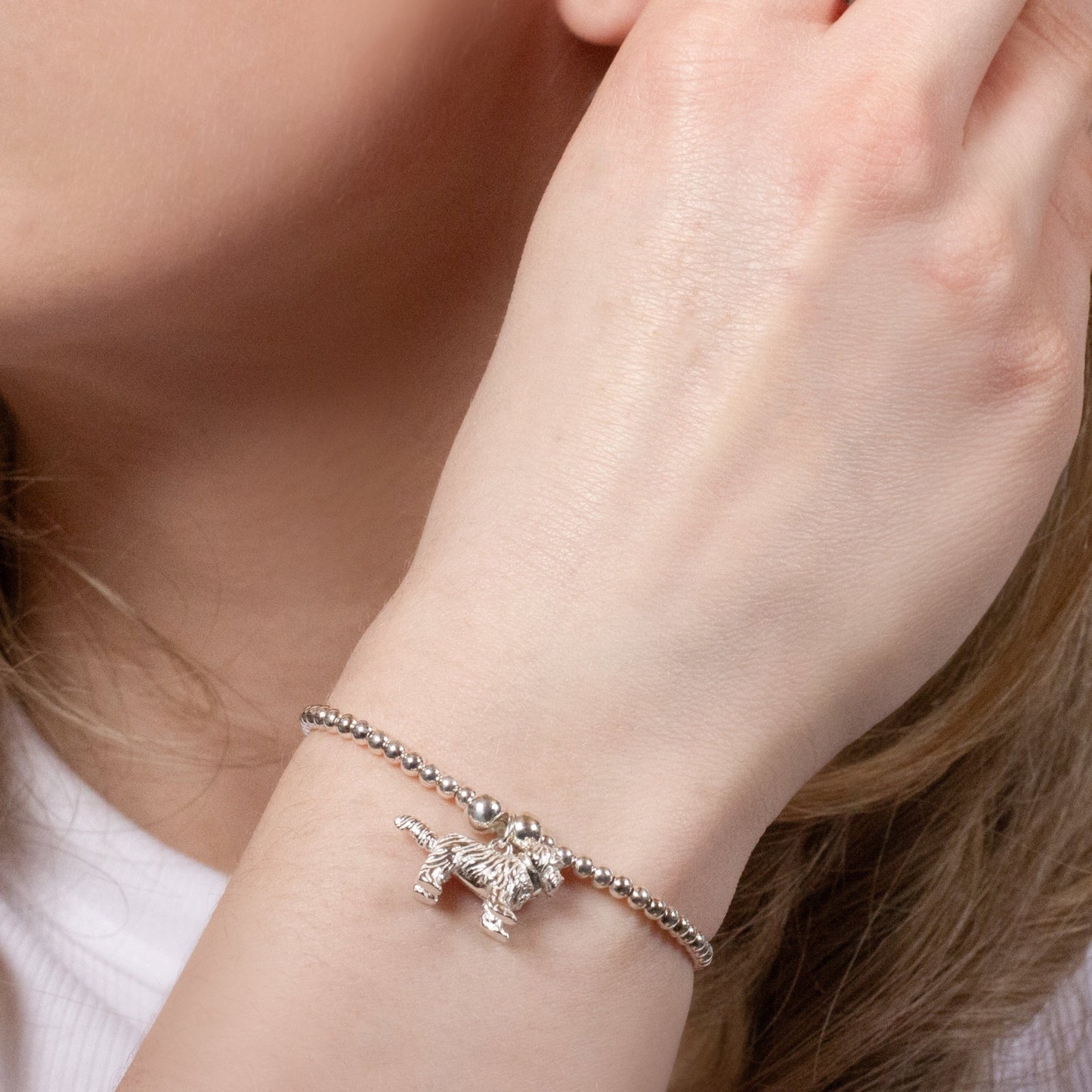 Shih Tzu Silver Ball Bead Bracelet - Personalised - MYLEE London