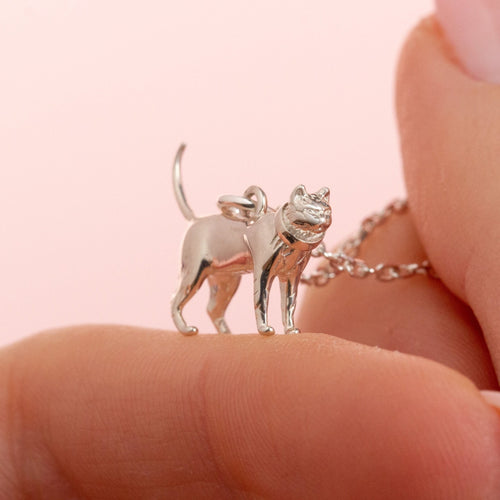 Sterling silver cat necklace